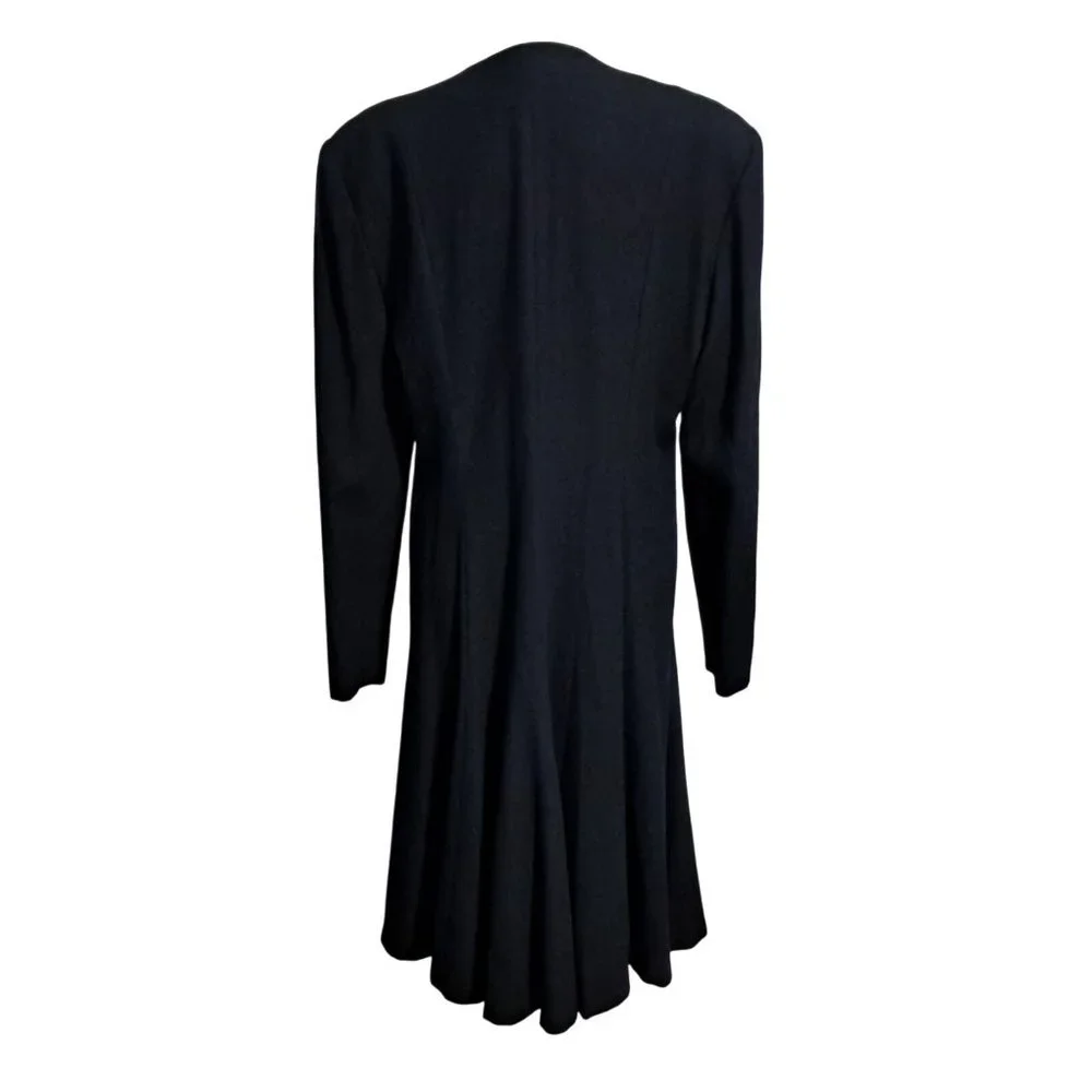 Vintage Anne Klein Wool Dress Womens Size 14 Glass Rivoli Buttons‎ Fit and Flare